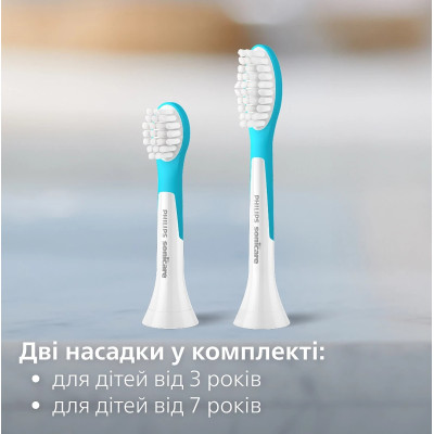 Philips Щітка зубна електр. Philips, Sonicare For Kids, 62т. колив/хв, насадок-2, світло-зелений