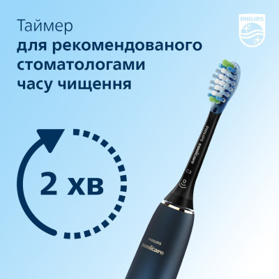 Philips Щітка зубна електр., Sonicare DiamondClean 9000 Series, 62т. колив/хв, насадок-1, футляр, Bluetooth, чорний