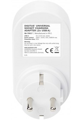 Digitus Зарядний пристрій Universal USB + Power Socket