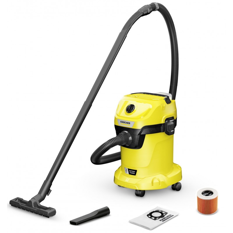 Karcher Пилосос WD 3-18 господарьский, акумуляторний, 17л, 18В, без АКБ и ЗП