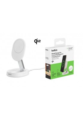 Belkin Зарядне бездротовий пристрій 15Вт Magnetic Stand Qi2, білий