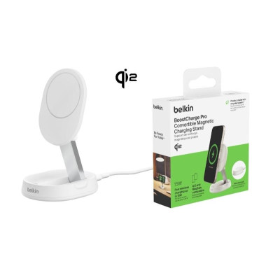 Belkin Зарядне бездротовий пристрій 15Вт Magnetic Stand Qi2, білий