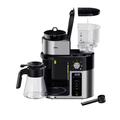 Braun Кофеварка, 1.25л, мелена, дисплей, підігрів кавника, чорно-срібний