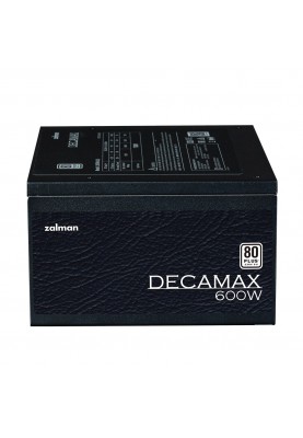 Zalman Блок живлення Decamax (600W) 85%, 80 Plus, 120мм, 1xMB 24pin(20+4), 1xCPU 8pin(4+4), 3xMolex, 6xSATA, 2xPCIe 8pin(6+2)