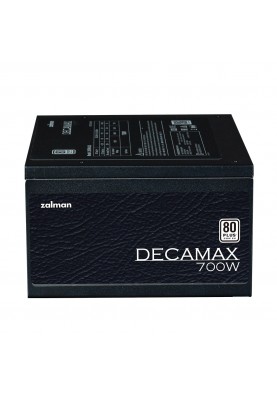 Zalman Блок живлення Decamax (700W) 85%, 80 Plus, 120мм, 1xMB 24pin(20+4), 1xCPU 8pin(4+4), 3xMolex, 6xSATA, 4xPCIe 8pin(6+2)