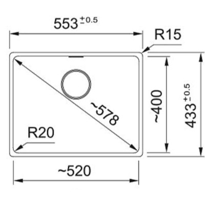 Franke Мийка кухонная Maris, фраграніт, прямокутник, без крил, 553х433х200мм, чаша - 1, під стільницю, MRG 110-52, білий
