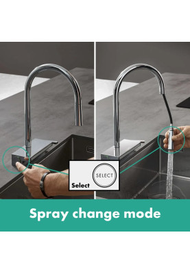 Hansgrohe Змішувач для кухні Aquno Select M81, довж.виливу - 220мм, поворотний, витяжний, 1 важіль, хром