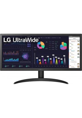 LG Монітор 25.7" 26WQ500-B HDMI, Audio, IPS, 2560x1080, 21:9, 75Hz, sRGB 99%, FreeSync, HDR10