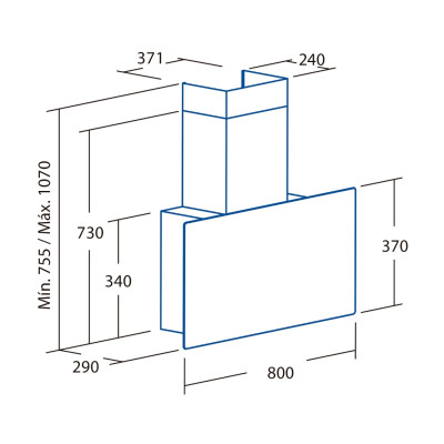 Cata & Can Витяжка похила Roca, 80см, 1400м.куб/год, Greco 80 gr, сірий