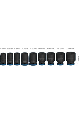Bosch Набір ударних торцевих головок Professional Standart 9шт 1/4" 25мм