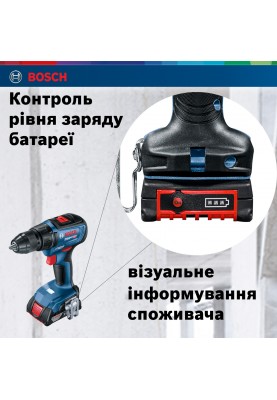 Bosch Шурупокрут-дриль акумуляторний GSR 18 V-50, 18В 2x2Aг, 50Нм,20+1, 460/1800об/хв, 1кг