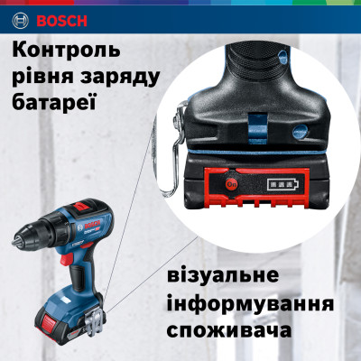 Bosch Шурупокрут-дриль акумуляторний GSR 18 V-50, 18В 2x2Aг, 50Нм, 20+1, 460/1800об/хв, 1кг