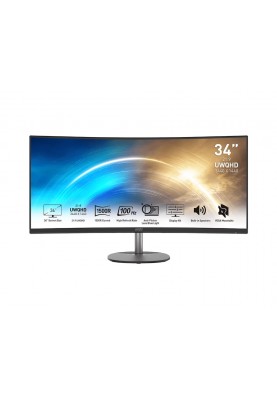 MSI Монітор 34" PRO MP341CQ 2xHDMI, DP, MM, VA, 3440x1440, 21:9, 100Hz, 4ms, sRGB 116%, CURVED, FreeSync