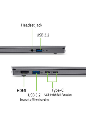 Acer Ноутбук Swift Go 14 SFG14-64 14" WUXGA OLED, AMD R5-340, 16GB, F512GB, UMA, Win11, сріблястий