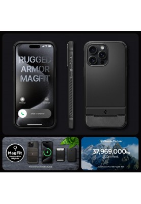 Spigen Чохол для Apple iPhone 15 Pro Max Rugged Armor MagFit, Matte Black