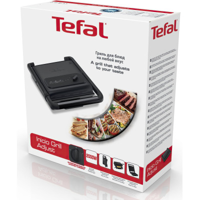 Tefal Гриль прижимний Inicio 2000Вт, темп. режимів-3, розкриття на 180°, метал, чорний
