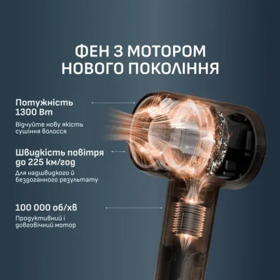 Rowenta Фен  Blumia, 1300Вт, 3 режими, іоніз-я, хол. обдув, дисплей, рожевий