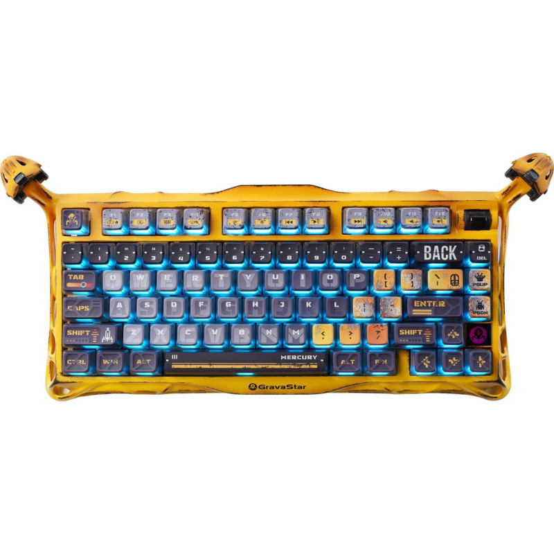 GravaStar x Kailh Speedy Клавіатура механічна Mercury K1 Pro 80keys, Mint, BT/WL/USB, жовтий