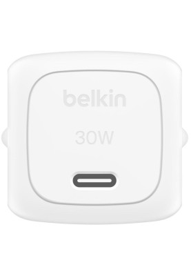 Belkin Зарядний пристрій мережевий 30Вт USB-С PD PPS, кабель USB-С > USB-C, 1м, PVC, білий