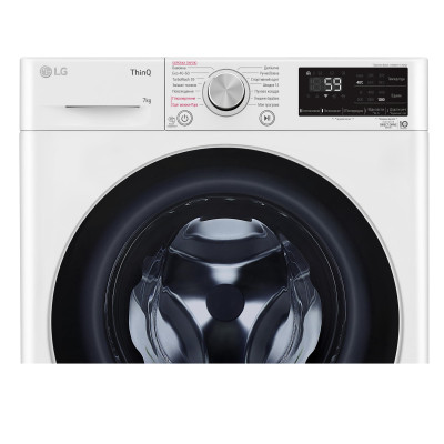 LG Пральна машина фронтальна, 7кг, 1200, A+++, 48см, дисплей, пара, інвертор, білий LG Пральна машина фронтальна, 7кг, 1200, A+++, 48см, дисплей, пара, інвертор, білий