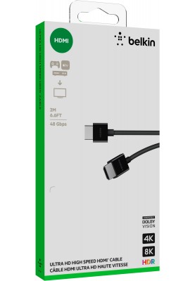 Belkin Кабель HDMI (M/M) 2м, 2.1, High Speed Ethernet, чорний