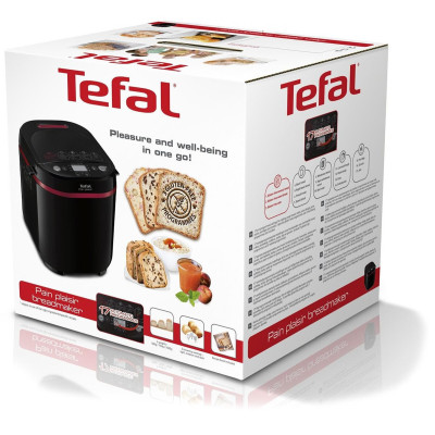 Tefal Хлібопічка PainPlaisir 650Вт, програм-1, макс.ваго -1кг, форма-прямокутник, пластик, чорний