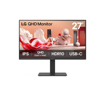 LG Монітор LG 27" 27BA65QB-B HDMI, 2xDP, USB-C, MM, IPS, 2560x1440, 100Hz, sRGB 98%, Pivot, HDR10