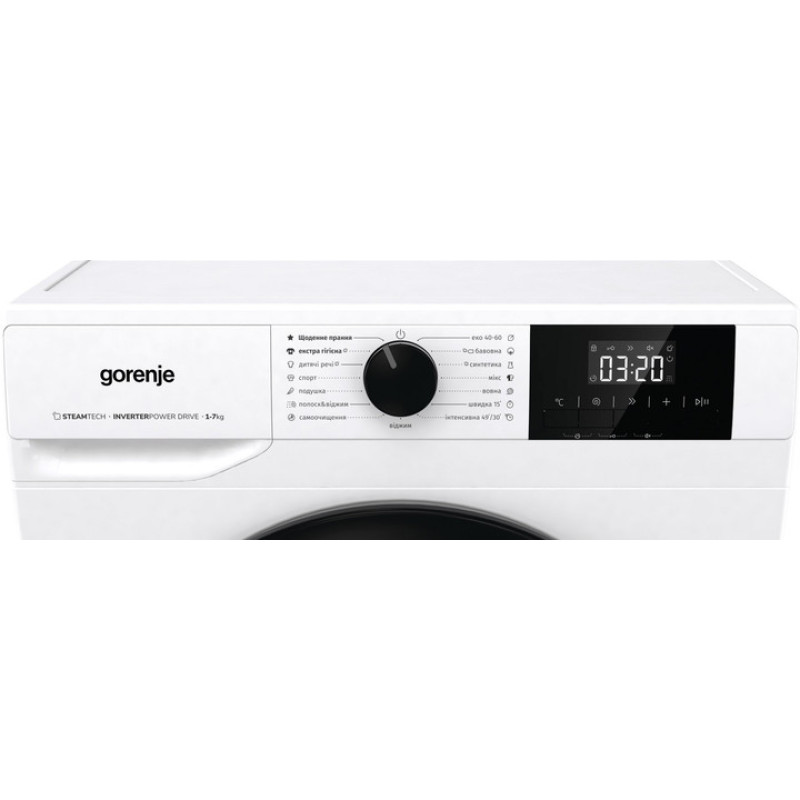 Gorenje Пральна машина фронтальна, 7кг, 1200, A++, 43.5см, дисплей, пар, інвертор, білий