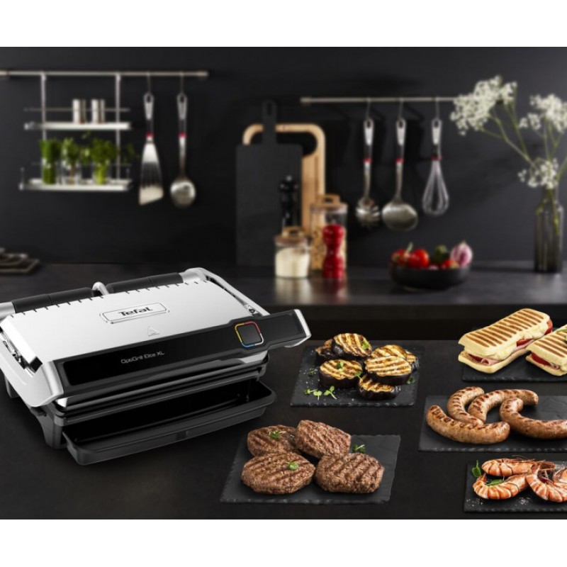 Tefal Гриль прижимний OptiGrill Elite XL 2200Вт, темп. режимів-16, з`ємні пластини, метал