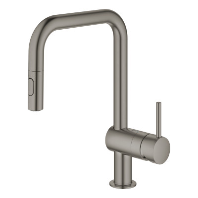 Grohe Змішувач для кухні Minta, довж.виливу - 225мм, поворотний/витяжний, 1важіль, матовий графіт