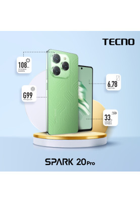 TECNO Смартфон Spark 20 PRO (KJ6) 6.78" 8/256ГБ, 2SIM, 5000мА•год, Magic Skin Green