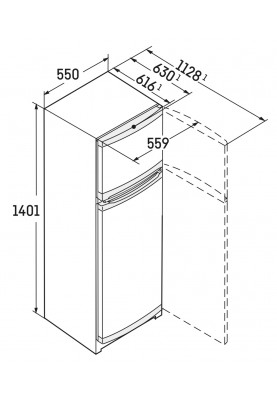 Liebherr Холодильник з верхньою мороз., 140x55x63, холод.відд.-189л, мороз.відд.-44л, 2 дв., A+, ST, білий
