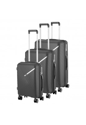 2E Набір пластикових валіз , SIGMA,(L+M+S), 4 колеса, графіт
