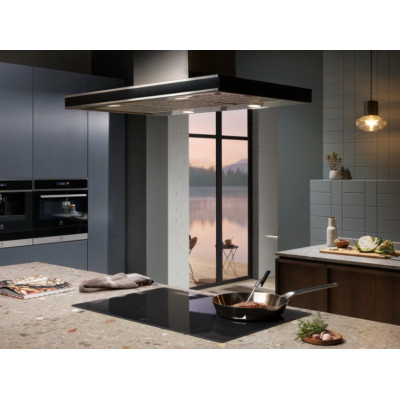 Electrolux Варильна поверхня індукційна, 60см, розширена зона, термощуп, Fry sensor, сенсорний дисплей, Hob2Hood, графіт