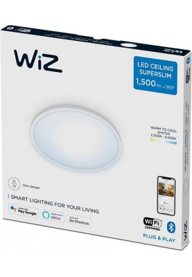 WiZ Світильник стельовий розумний SuperSlim Ceiling, 16W, 1500lm, 29,2см, 2700-6500K, Wi-Fi, білий