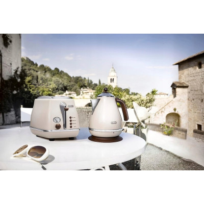 Delonghi Електрочайник Icona Vintage, 1.7л, нержавіюча сталь, бежевий