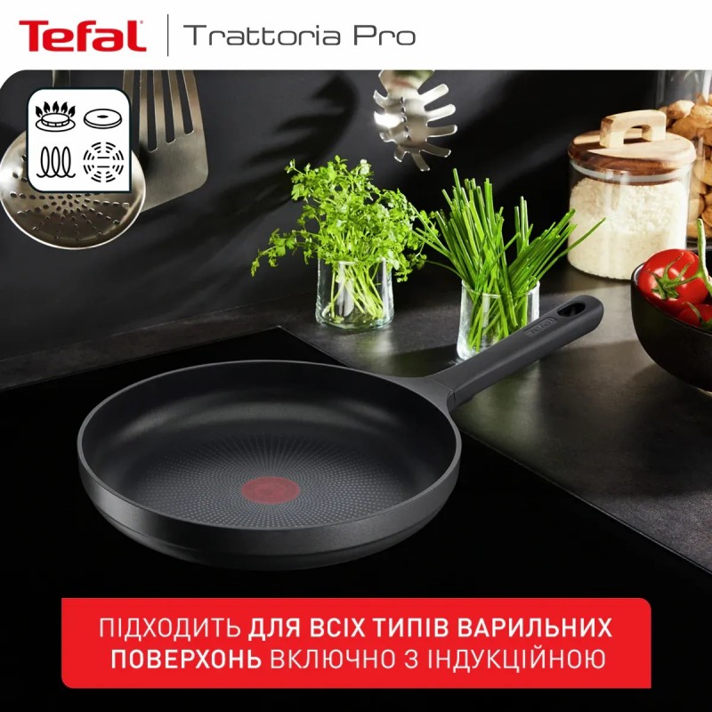 Tefal Сковорода Trattoria Pro, 28см, алюміній, бакеліт, сірий