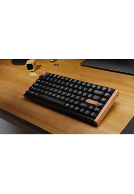 Keychron Клавіатура механічна K2HE 81Key, Gateron Double-Rail Magnetic Nebula, WL/BT/USB-A, QMK, Hot-swap, RGB, дерево, чорний