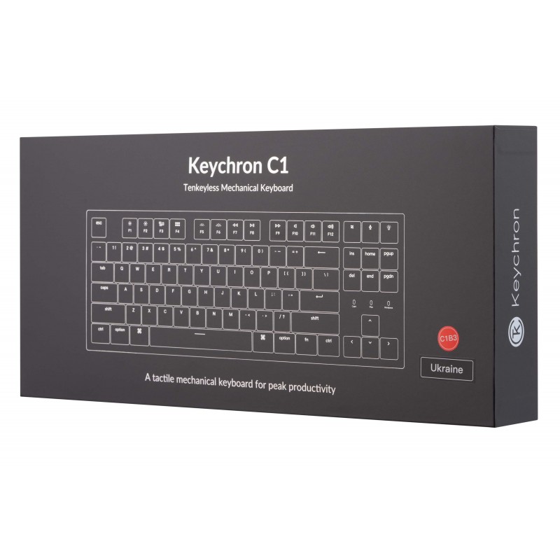 Keychron Клавіатура механічна C1 87Key, Gateron G pro Blue, USB-A, EN/UKR, RGB, Black