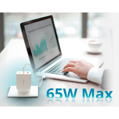 D-Link Зарядний пристрій мережевий DCP-651 65Вт GaN 2хUSB-С, 1xUSB-A, білий
