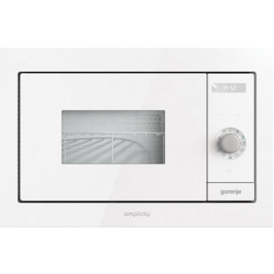 Gorenje Мікрохвильова піч вбудовувана Simplicity, 23л, міх. управл., 900Вт, гриль, дисплей, білий