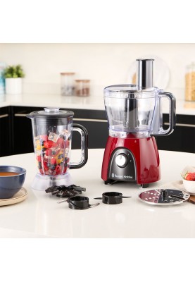 Russell Hobbs Кухонна машина Desire Red, 600Вт, чаша-пластик, корпус-пластик, насадок-4, червоний