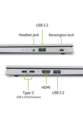 Acer Ноутбук Aspire Go AG15-21P 15.6" FHD IPS, AMD R5-7520U, 16GB, F512GB, UMA, Lin, сріблястий