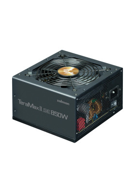 Zalman Блок живлення Teramax II SE (850W) 89%, 80+ Gold, 120мм, 1xMB 28pin (18+10), 2xCPU(4pin+ 4pin), 3xMolex, 12xSATA, 4xPCIe 8pin(6+2), 1xPCI