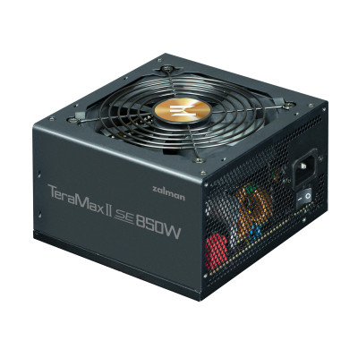 Zalman Блок живлення Teramax II SE (850W) 89%, 80+ Gold, 120мм, 1xMB 28pin (18+10), 2xCPU(4pin+ 4pin), 3xMolex, 12xSATA, 4xPCIe 8pin(6+2), 1xPCI
