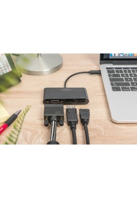 Digitus Адаптер USB-C - HDMI+DP+VGA, M/F, 0.11 m