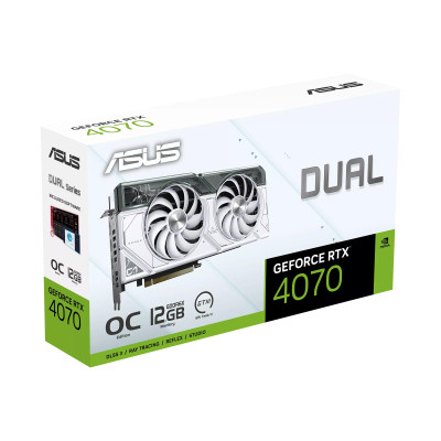 ASUS Відеокарта GeForce RTX 4070 12GB GDDR6X DUAL-RTX4070-O12G-WHITE білий