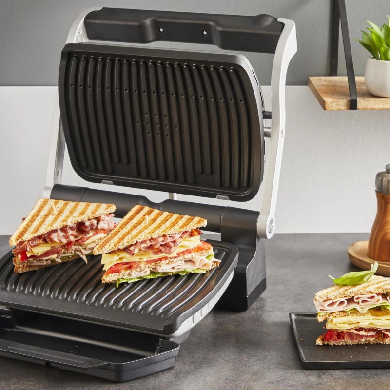 Tefal Гриль прижимний OptiGrill+ 2000Вт, темп. режимів-4, знімні пластини, алюміній, метал