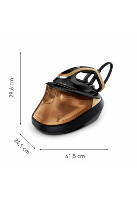 Tefal Утюг-парогенератор Pro Express Vision, 3000Вт, 1200мл, паровий удар -800гр, постійна пара - 180гр, керам. підошва, чорно-золотий