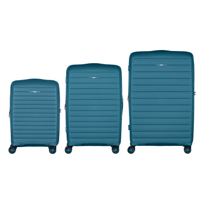 2E Набір валіз 2E, Aero, поліпропілен, (L+M+S),TSA, 4 колеса, EXP, синій